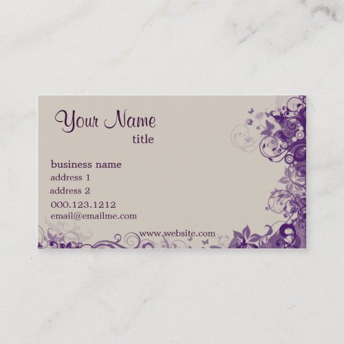Purple Swirly Business Card TEMPLATE