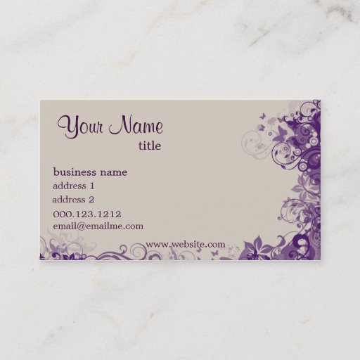 Customizable Purple Swirly Business Card TEMPLATE