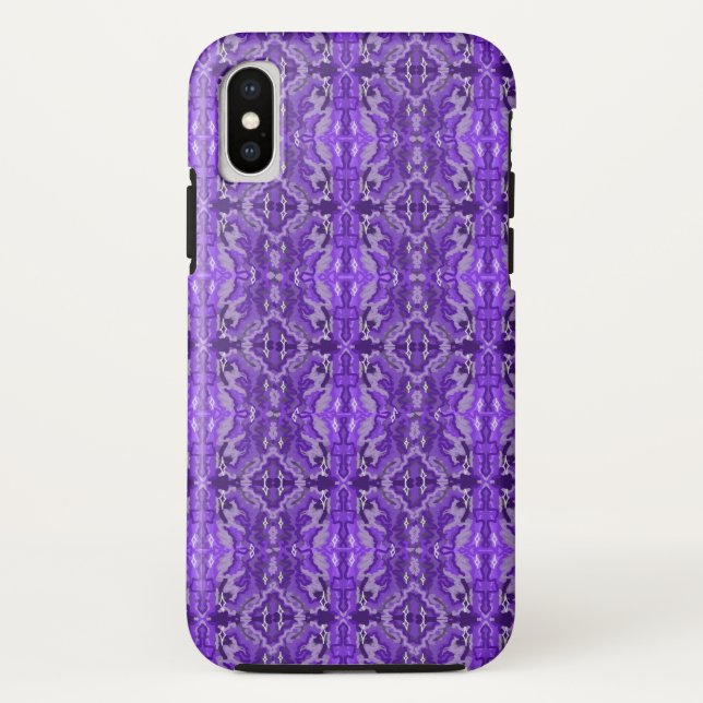 Purple Symmetrical Diamond Shaped Pattern Case-Mate iPhone Case (Back)