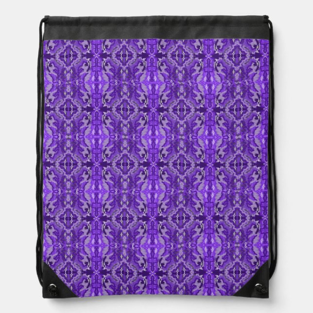 Purple Symmetrical Diamond Shaped Pattern Drawstring Bag (Front)