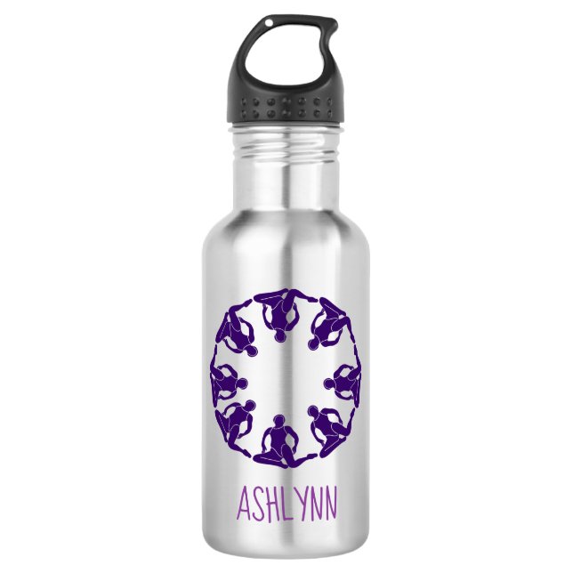 Purple Synchronized Swimming SwimmersPersonalized Stainless Steel Water Bottle (Front)
