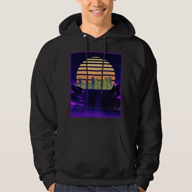 Purple Synthwave Design Men's Hoodie (Front)