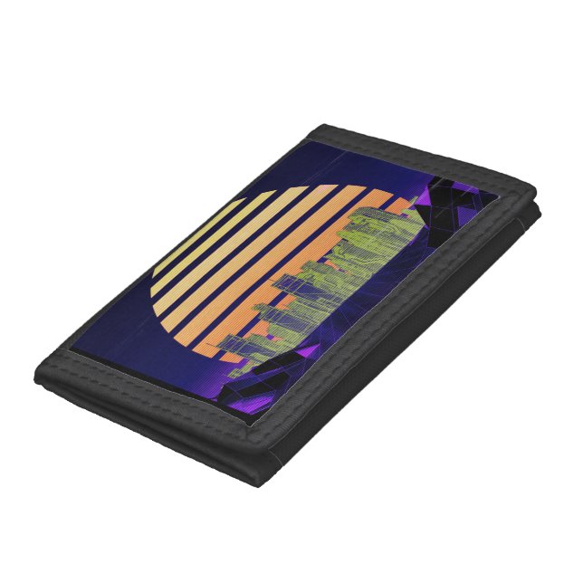 Purple Synthwave Tri-fold Wallet (Bottom)