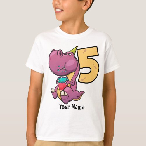 Purple T_Rex Dinosaur 5th Birthday T_Shirt