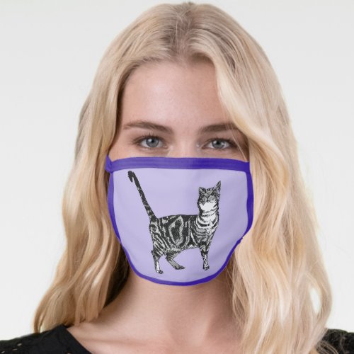Purple Tabby Cat cats animal Pattern Face Mask