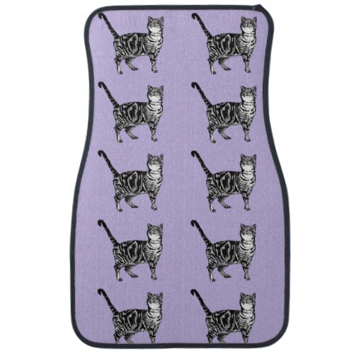 Purple Tabby Cat Cute Cats Art Car Mats