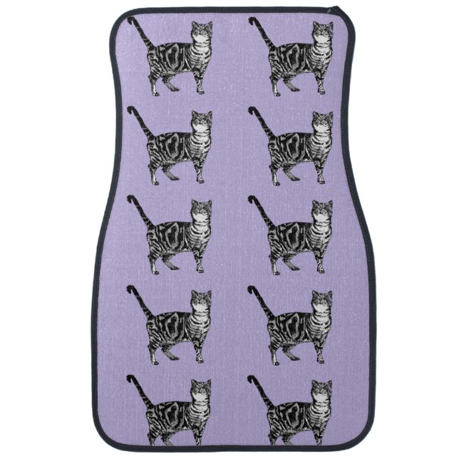 Purple Tabby Cat Cute Cats Art Car Mats (Front)