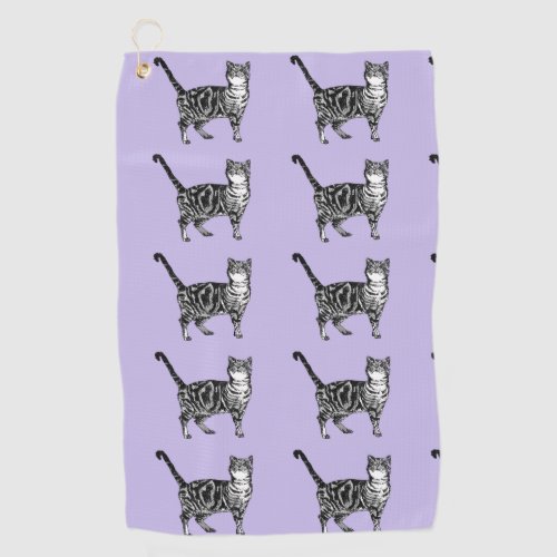 Purple Tabby Cat Cute Cats Art Car Mats Golf Towel