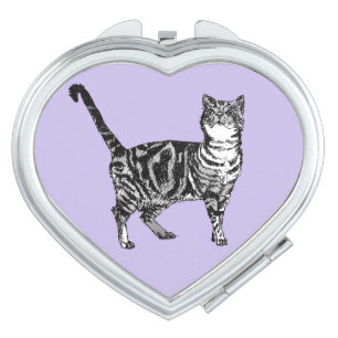 Purple Tabby Cat Cute Cats Art Compact Mirror