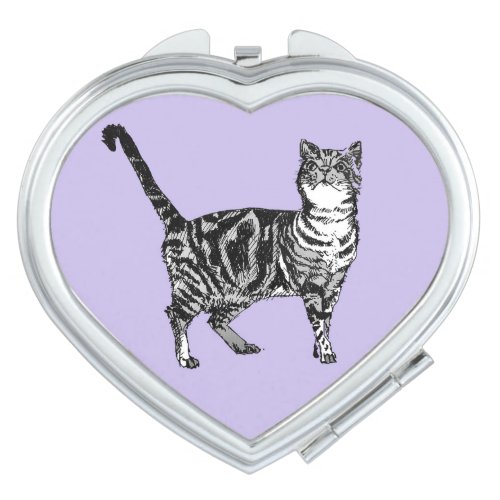 Purple Tabby Cat Cute Cats Art  Compact Mirror