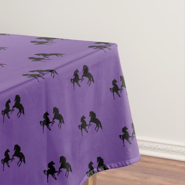 Purple Tablecloth with Horses - Choose Color (In Situ)