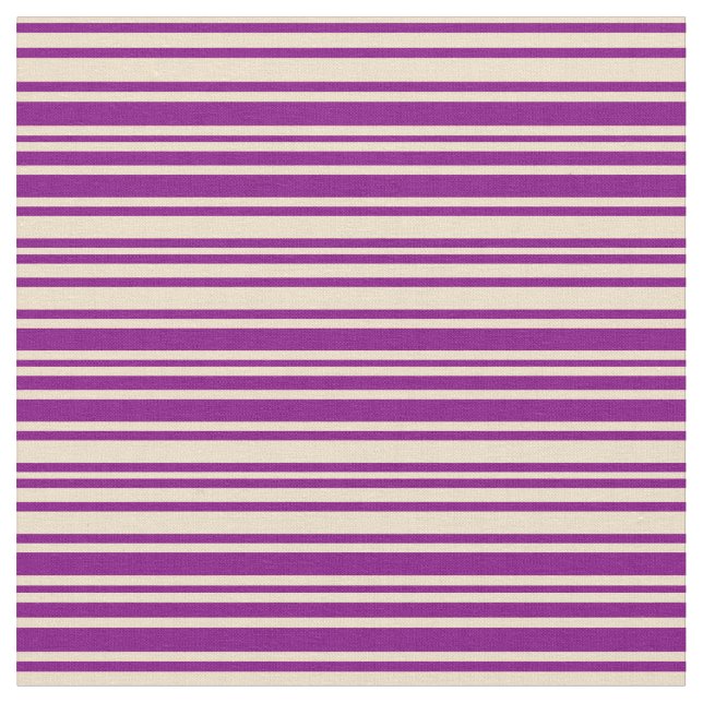 Purple & Tan Colored Pattern of Stripes Fabric (Close Up)