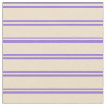 [ Thumbnail: Purple & Tan Colored Stripes Pattern Fabric ]
