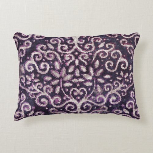 Purple tan damask luxury pattern accent pillow