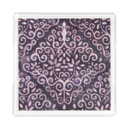 Purple tan damask luxury pattern acrylic tray