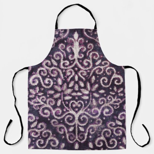 Purple tan damask luxury pattern apron