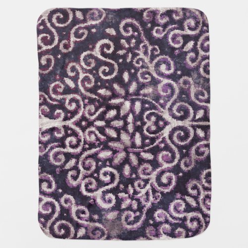 Purple tan damask luxury pattern baby blanket