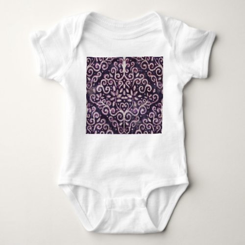 Purple tan damask luxury pattern baby bodysuit