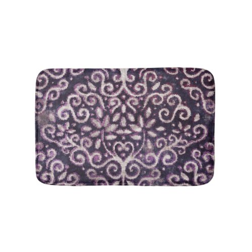 Purple tan damask luxury pattern bath mat