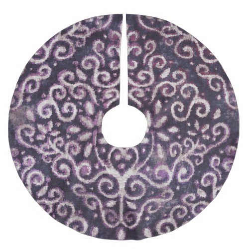 Purple tan damask luxury pattern brushed polyester tree skirt
