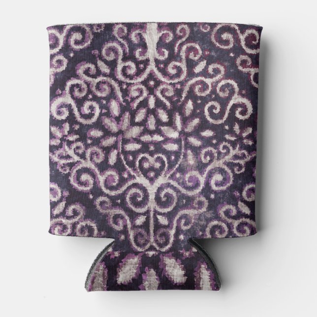 Purple, tan damask, luxury pattern can cooler (Front)