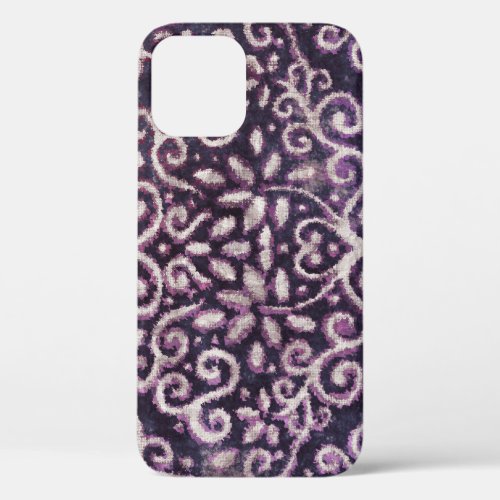 Purple tan damask luxury pattern iPhone 12 case