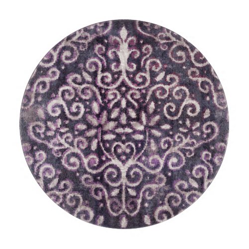 Purple tan damask luxury pattern cutting board