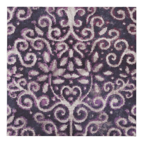 Purple tan damask luxury pattern faux canvas print