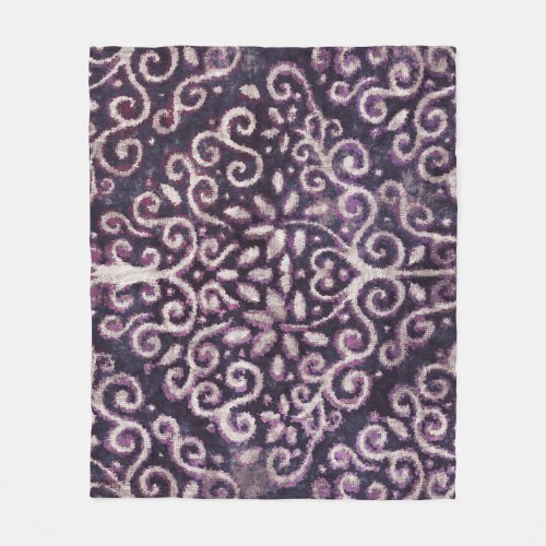 Purple tan damask luxury pattern fleece blanket