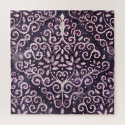 Purple tan damask luxury pattern jigsaw puzzle