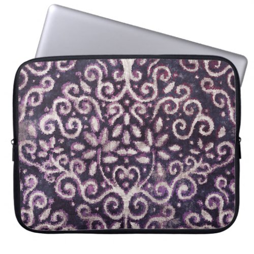 Purple tan damask luxury pattern laptop sleeve