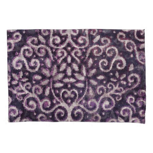Purple tan damask luxury pattern pillow case