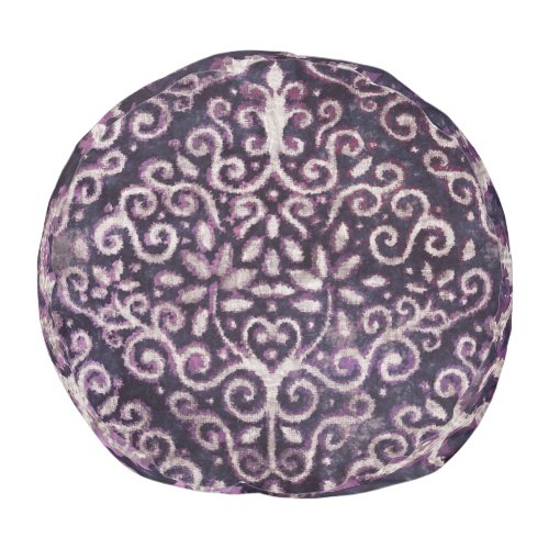 Purple tan damask luxury pattern pouf