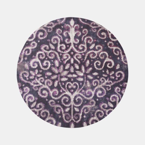 Purple tan damask luxury pattern rug