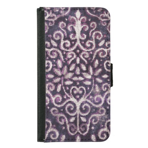 Purple tan damask luxury pattern samsung galaxy s5 wallet case