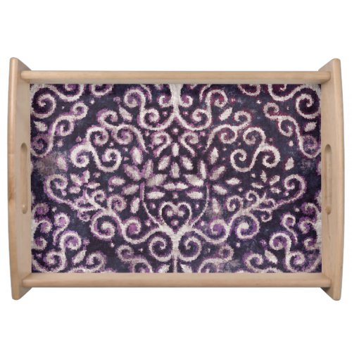 Purple tan damask luxury pattern serving tray