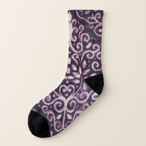Purple tan damask luxury pattern socks