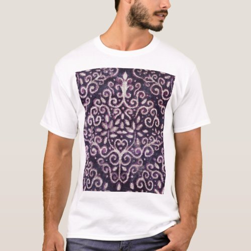 Purple tan damask luxury pattern T_Shirt