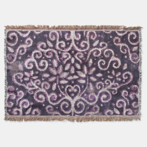 Purple tan damask luxury pattern throw blanket