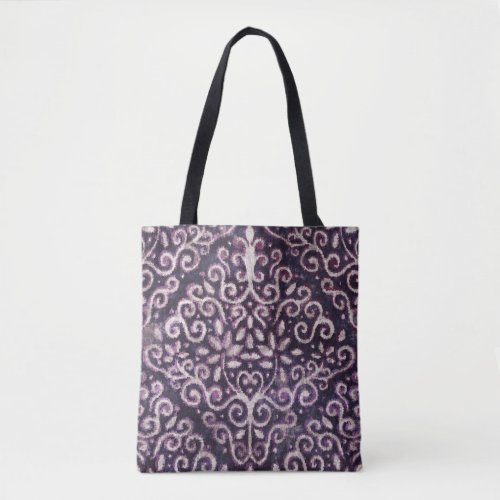 Purple tan damask luxury pattern tote bag