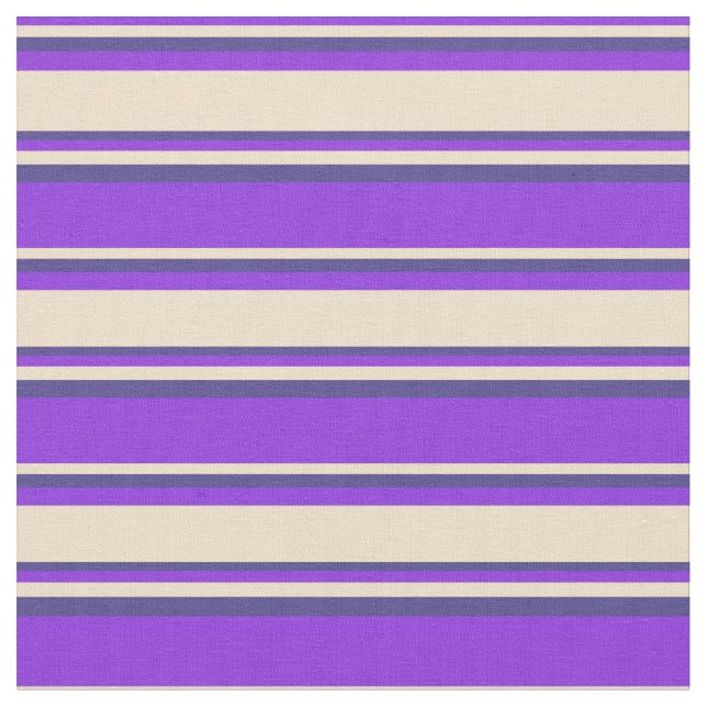 Purple, Tan & Dark Slate Blue Lines Fabric (Close Up)