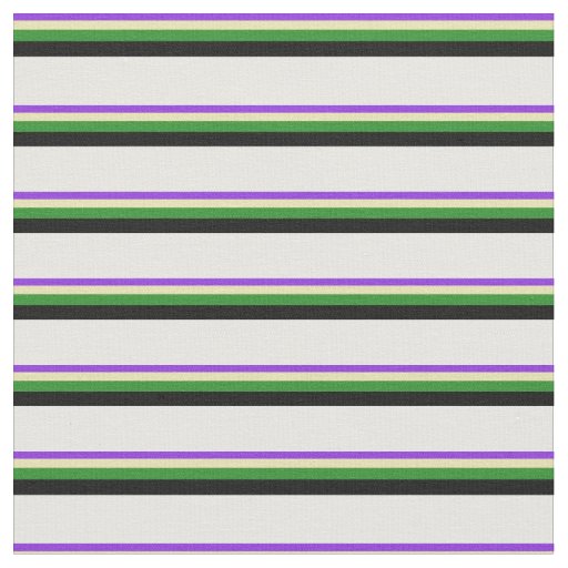 Purple, Tan, Forest Green, Black & White Pattern Fabric