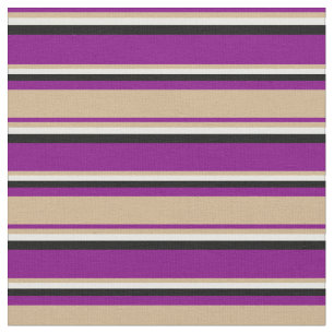 Purple, Tan, Mint Cream & Black Colored Pattern Fabric
