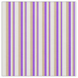 [ Thumbnail: Purple, Tan & Mint Cream Colored Stripes Fabric ]