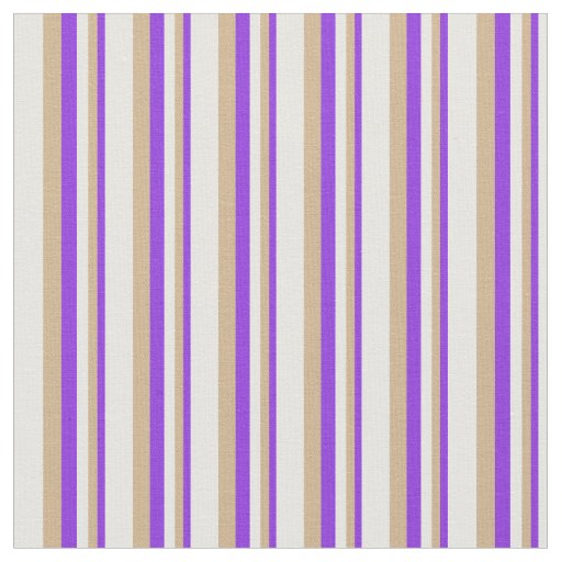 Purple, Tan & Mint Cream Colored Stripes Fabric