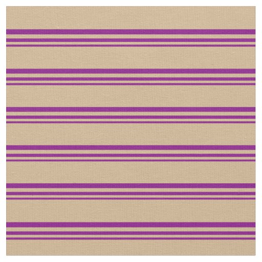 Purple & Tan Pattern of Stripes Fabric