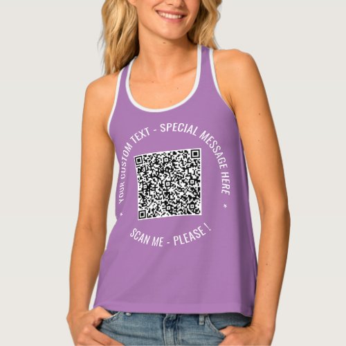 Purple Tank Top with Custom QR Code Text and Color