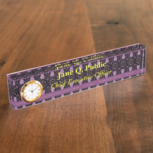 Purple Tapestry Elegance Desk Nameplate