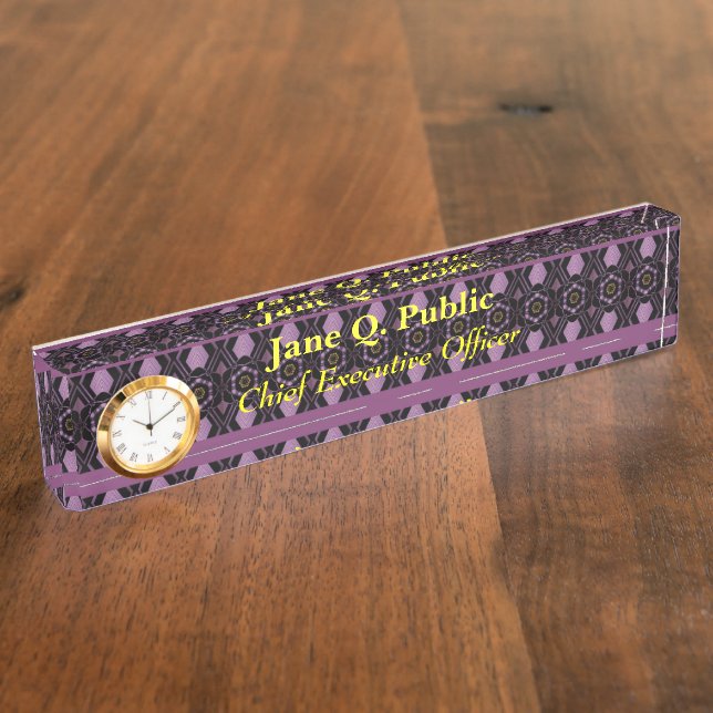 Purple Tapestry Elegance Desk Nameplate (Side)