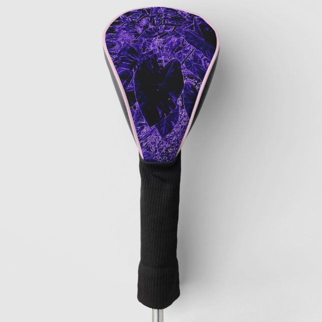 Purple Taro Leaf Design Golf Head Cover (Front)
